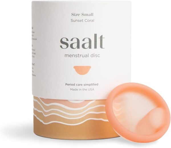 Saalt Menstrual Disc - Soft, Flexible, Reusable Medical-Grade - Removal Notch - Tampon Alternative - Made in USA - Lasts 10 Years (Coral, Regular)