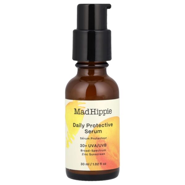 Mad Hippie Daily Protective Serum, 30 SPF Moisturizer & Mineral Sunscreen for Face, Zinc Oxide Mineral Face Sunscreen, Sun Skin Care, Water Resistant, Reef Safe, 1.02 Oz