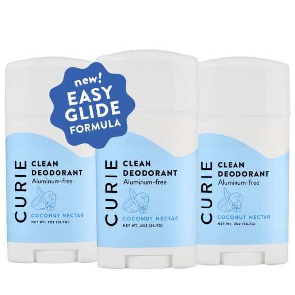 Curie Aluminum Free Deodorant - Coconut Nectar - Natural Deodorant, Paraben Free, Cruelty Free, Non-Toxic, Vegan (3pk)