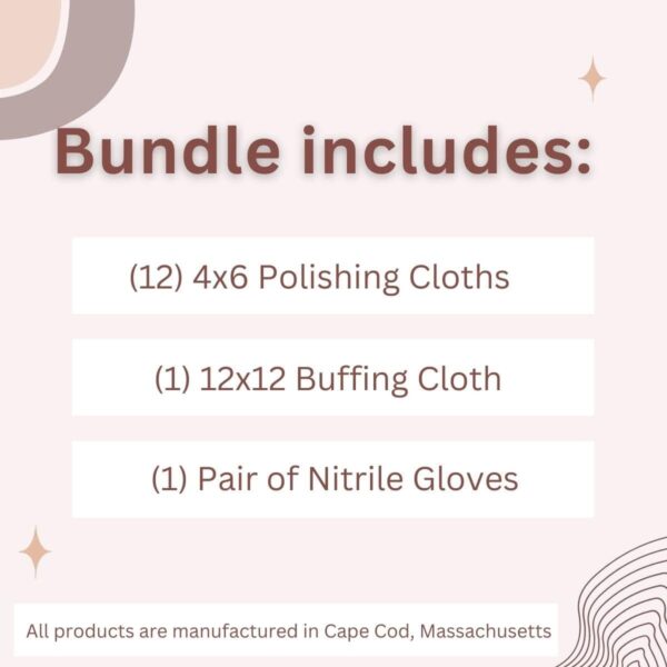 Cape Cod Polishing Metal Tin Bundle for Fine Metals | (12) 4X6 Polishing Cloths | (1) 12x12 Buffing Cloth | (1) Pair of Nitrile Gloves - Image 3