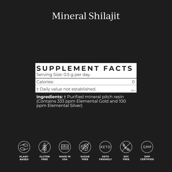 CYMBIOTIKA Pure Himalayan Shilajit Resin with Elemental Gold, Fulvic Acid, 84+ Trace Minerals, Digestive & Immune Supplement to Support Focus & Energy, Overall Health, High Potency, Vegan, 15g Jar - Image 5