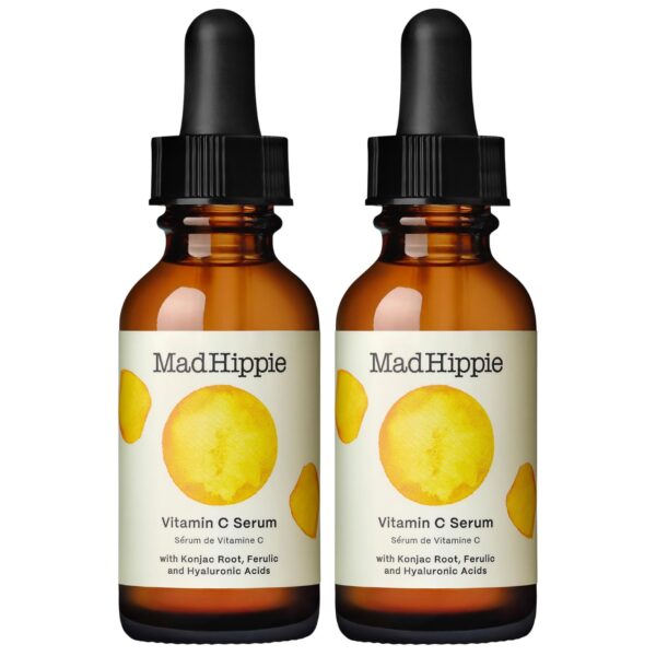 Mad Hippie Vitamin C Serum 2-Pack – Brightening Serum with Hyaluronic Acid, Ferulic Acid, Vitamin E, 1.02 Oz Ea