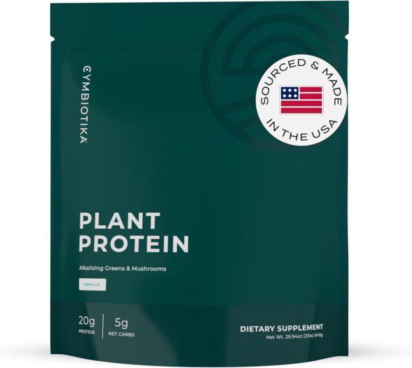 CYMBIOTIKA Plant-Based Protein Powder for Women & Men, Soy & Gluten Free, Low Carb, Vegan, Keto, Plant Protein Drink & Smoothie Mix, for Energy, Recovery & Gut Health, Vanilla, 2 lb Bag