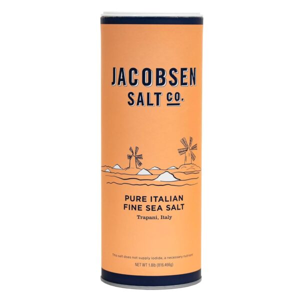 Jacobsen Salt Co. Pure Italian Fine Grain Sea Salt - Real Sea Salt for Cooking, Baking, or Pickling, Gourmet Seasoning, Harvested in Italy - 1.8 lb