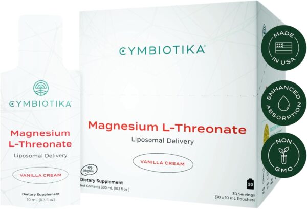 CYMBIOTIKA Magnesium Threonate for Enhanced Mental Clarity & Tranquility – Supports Cognitive Wellness, Daily Calm & Balanced Mood, Fast-Acting Formula with Travel 10 mL Pouches, 30 Servings