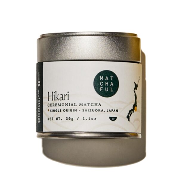 Matchaful - Hikari Single Origin Ceremonial Matcha - Matcha Green Tea Powder from the Hills of Shizuoka, Japan - Smooth and Creamy with Notes of Walnut, Lemon, Butter - 30g Tin