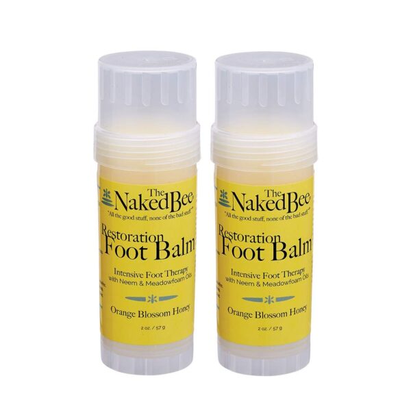 The Naked Bee Orange Blossom Honey Restoration Foot Balm, (2 oz) - 2 Pack