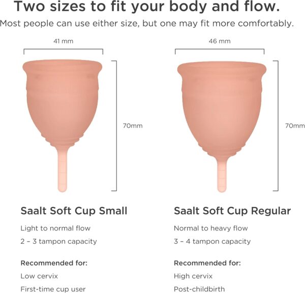 Saalt Soft Menstrual Cup – Reusable Period Cup – Made for Comfortable, Leak-Free Protection Up to 12 Hours – BPA & Latex Free – Includes Cup & Carry Bag (Small, Desert Blush) - Image 7