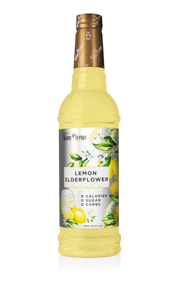 Jordan's Sugar-Free Flavored Skinny Syrup, Large 25.4-oz. Bottle (Lemon Elderflower) with Zero Carbs, Zero Sugar and Zero Calories