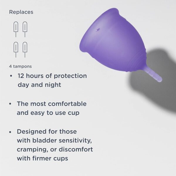 Saalt Soft Menstrual Cup - Best Sensitive Reusable Period Cup - Wear for 12 Hours - Tampon and Pad Alternative (Regular (Pack of 1), Mountain Iris) - Image 2