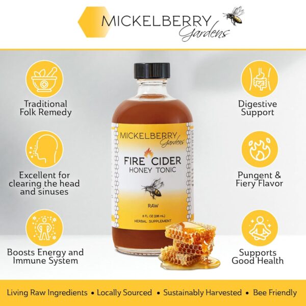 Mickelberry Gardens Fire Cider Apple Cider Vinegar Honey Tonic with Organic Turmeric Root, Ginger Root & Dandelion - Natural Digestion & Immune Support (8 Ounces) - Image 2