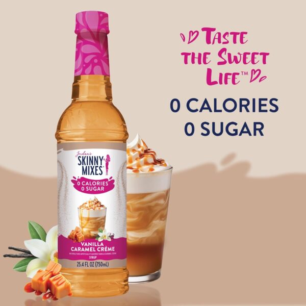 Jordan's Skinny Syrups Sugar Free Coffee Syrup, Vanilla Caramel Creme Flavor Drink Mix, Zero Calorie Flavoring for Chai Latte, Protein Shake, Food & More, Keto Friendly, 25.4 Fl Oz (Pack of 1) - Image 3