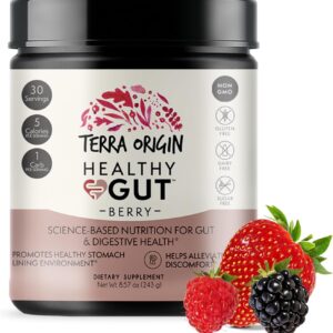 TERRA ORIGIN Healthy Gut Powder (Berry Flavor) |30-Servings with L-Glutamine, Zinc, Glucosamine, Slippery Elm Bark, Marshmallow Root and More!