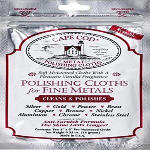 Cape Cod Polish Co Metal Polishing Cloths Foil Pouch 0.53oz, Stainless Steel