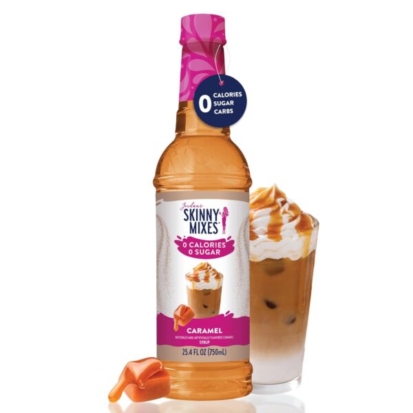 Jordan's Skinny Syrups Sugar Free Coffee Syrup, Caramel Pecan Flavor Drink Mix, Zero Calorie Flavoring for Chai Latte, Protein Shake, Food & More, Gluten Free, Keto Friendly, 25.4 Fl Oz, 1 Pack - Image 2