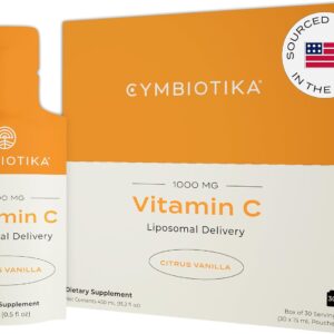 CYMBIOTIKA Vitamin C Individual Packets, Liposomal Delivery, Supplement for Immune Support, Collagen Boost, & Healthy Aging, Skin Hydration Packets, Citrus Vanilla Flavor, 30 Count