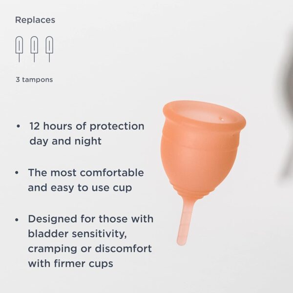 Saalt Soft Menstrual Cup – Reusable Period Cup – Made for Comfortable, Leak-Free Protection Up to 12 Hours – BPA & Latex Free – Includes Cup & Carry Bag (Small, Desert Blush) - Image 2