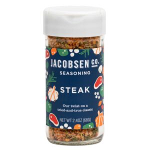 Jacobsen Salt Co. Steak Seasoning – Sea Salt Soy-Free, Non-GMO, Gourmet Seasonings and Spices for Cooking, Made in USA, Real Salt Flakes – 2.4oz