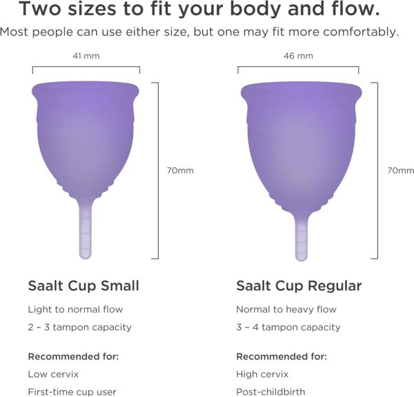 Saalt Soft Menstrual Cup - Best Sensitive Reusable Period Cup - Wear for 12 Hours - Tampon and Pad Alternative (Regular (Pack of 1), Mountain Iris) - Image 7