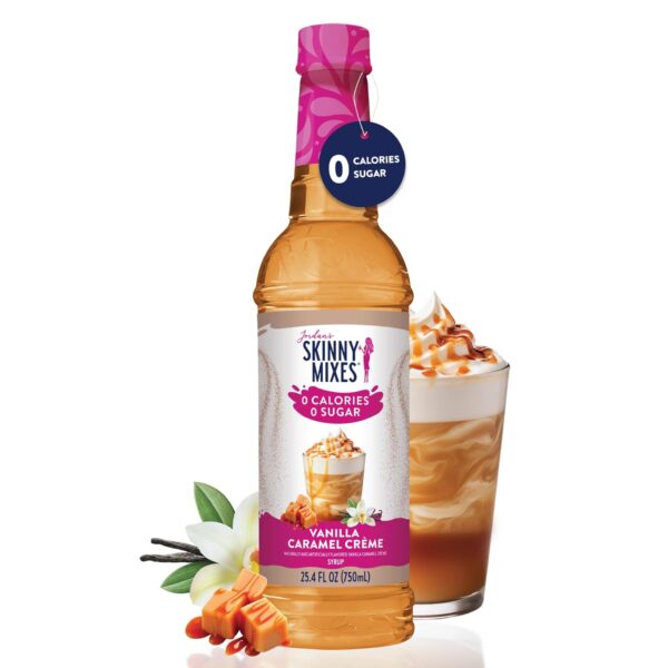 Jordan's Skinny Syrups Sugar Free Coffee Syrup, Vanilla Caramel Creme Flavor Drink Mix, Zero Calorie Flavoring for Chai Latte, Protein Shake, Food & More, Keto Friendly, 25.4 Fl Oz (Pack of 1) - Image 2