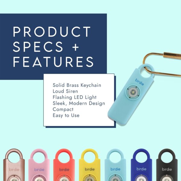 She’s Birdie–The Original Personal Safety Alarm for Women by Women–Loud Siren, Strobe Light and Key Chain in a Variety of Colors (Aqua) - Image 8