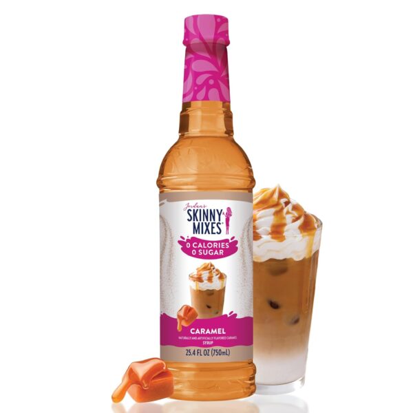 Jordan's Skinny Syrups Sugar Free Coffee Syrup, Caramel Flavor Drink Mix, Zero Calorie Flavoring for Chai Latte, Protein Shake, Food, Gluten Free, Keto Friendly, 25.4 Fl Oz, 1 Pack