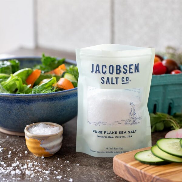 Jacobsen Salt Co. Pure Flake Sea Salt – Kosher Salt, Coarse, Non-Iodized Made in USA, Non-GMO, Steak Seasoning, Gourmet, Real Salt Flakes – 4oz - Image 4