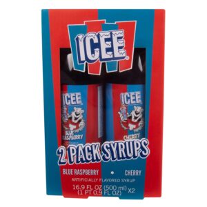 ICEE 2 Pack Slushie Syrups. Genuine ICEE Slushy syrups including Blue Raspberry and Red Cherry Flavors. 2 16.9 Fl oz Bottles. Officially Licensed ICEE Merchandise from Fizz Creations.