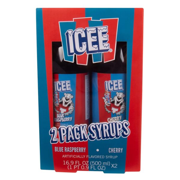 ICEE 2 Pack Slushie Syrups. Genuine ICEE Slushy syrups including Blue Raspberry and Red Cherry Flavors. 2 16.9 Fl oz Bottles. Officially Licensed ICEE Merchandise from Fizz Creations.