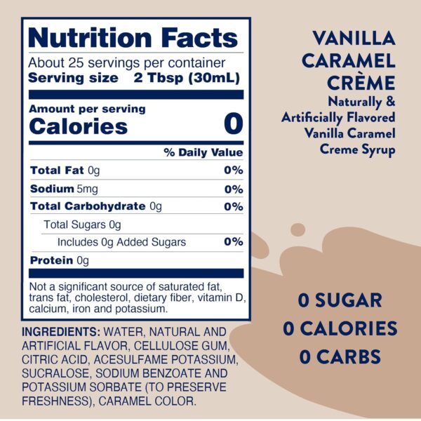 Jordan's Skinny Syrups Sugar Free Coffee Syrup, Vanilla Caramel Creme Flavor Drink Mix, Zero Calorie Flavoring for Chai Latte, Protein Shake, Food & More, Keto Friendly, 25.4 Fl Oz (Pack of 1) - Image 6