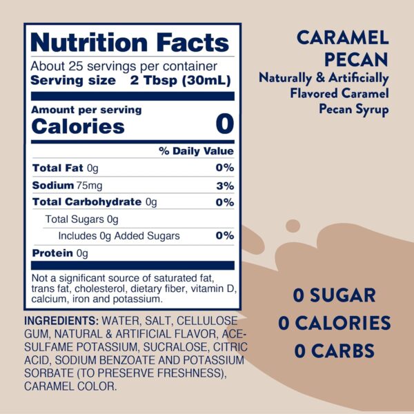 Jordan's Skinny Syrups Sugar Free Coffee Syrup, Caramel Pecan Flavor Drink Mix, Zero Calorie Flavoring for Chai Latte, Protein Shake, Food & More, Gluten Free, Keto Friendly, 25.4 Fl Oz, 1 Pack - Image 6