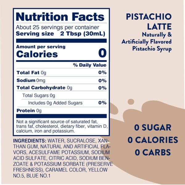 Jordan's Skinny Syrups Sugar Free Coffee Syrup, Pistachio Flavor Drink Mix, Zero Calorie Flavoring for Chai Latte, Protein Shake, Food & More, Gluten Free, Keto Friendly, 25.4 Fl Oz, 1 Pack - Image 6